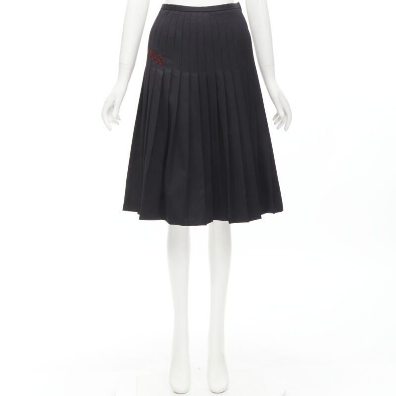 Dsquared2 DSQUARED2 red ANGEL embroidery black pleated flared knee length skirt IT38 XS Size 26" / US 2 / IT 38 - 9 Thumbnail
