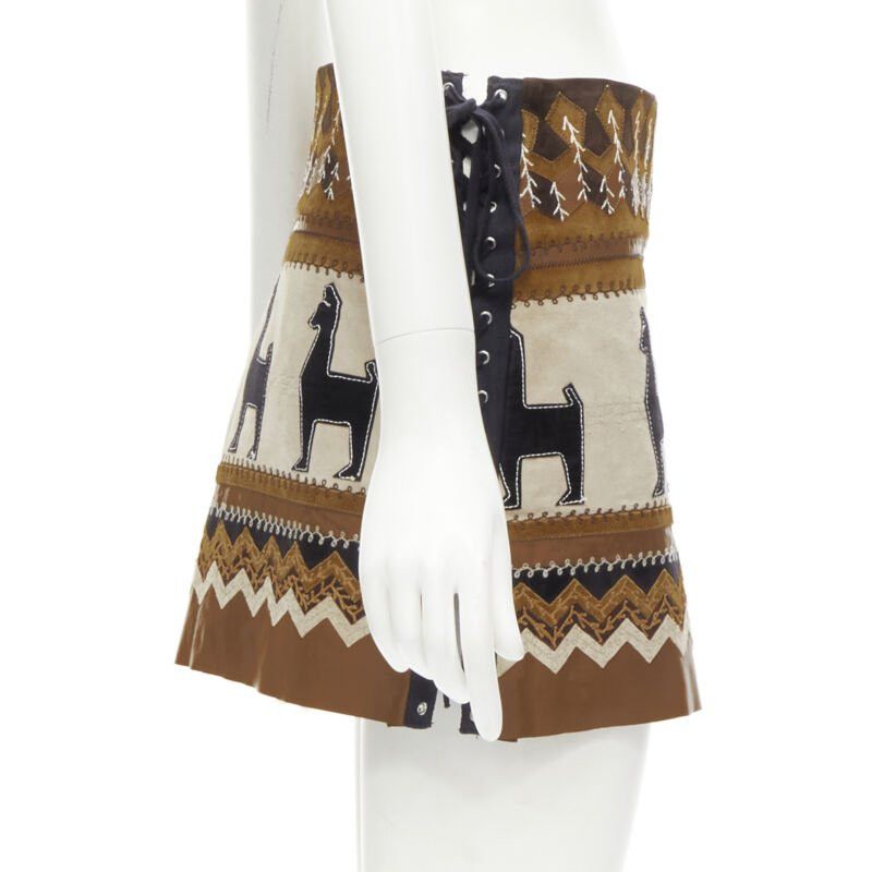 Dolce & Gabbana rare D&G DOLCE GABANNA Native American aboriginal aztec suede mini skirt S Size 26" / US 2 / IT 38 - 4 Thumbnail