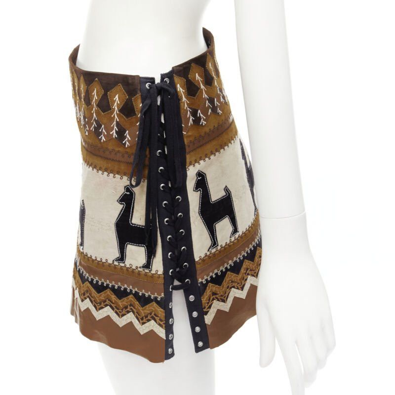 Dolce & Gabbana rare D&G DOLCE GABANNA Native American aboriginal aztec suede mini skirt S Size 26" / US 2 / IT 38 - 2 Thumbnail