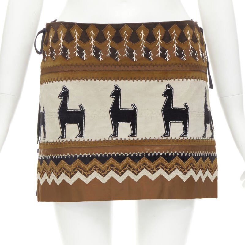 Dolce & Gabbana rare D&G DOLCE GABANNA Native American aboriginal aztec suede mini skirt S Size 26" / US 2 / IT 38 - 3 Thumbnail