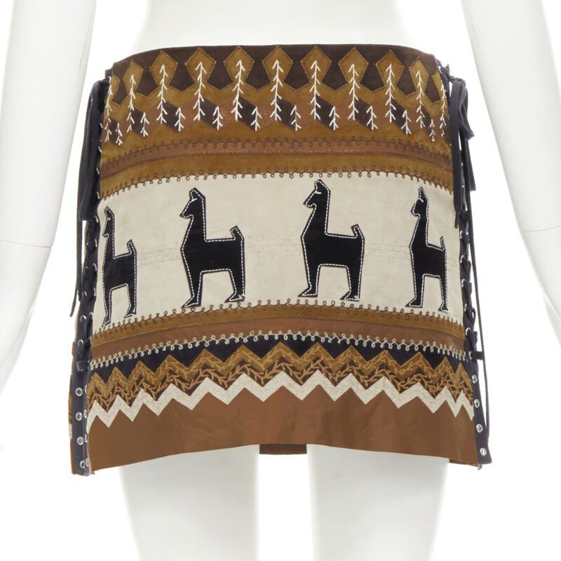 Dolce & Gabbana rare D&G DOLCE GABANNA Native American aboriginal aztec suede mini skirt S Size 26" / US 2 / IT 38 - 5 Thumbnail