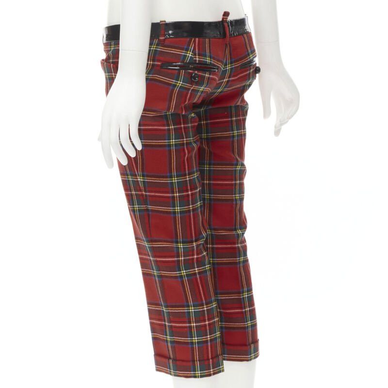Dsquared2 DSQUARED2 red punk plaid patent trim cropped pants IT40 S Size 27" / US 4 / IT 40 - 6 Thumbnail
