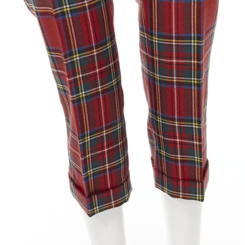 Dsquared2 DSQUARED2 red punk plaid patent trim cropped pants IT40 S Size 27" / US 4 / IT 40 - 8 Thumbnail