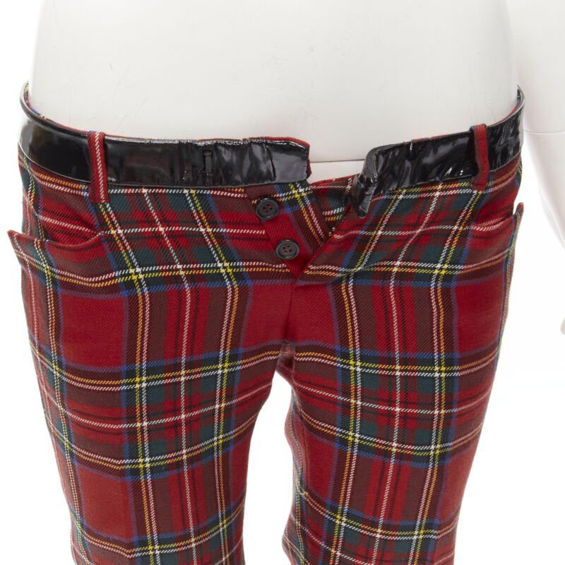 Dsquared2 DSQUARED2 red punk plaid patent trim cropped pants IT40 S Size 27" / US 4 / IT 40 - 7 Thumbnail