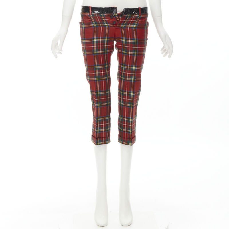Dsquared2 DSQUARED2 red punk plaid patent trim cropped pants IT40 S Size 27" / US 4 / IT 40 - 9 Thumbnail