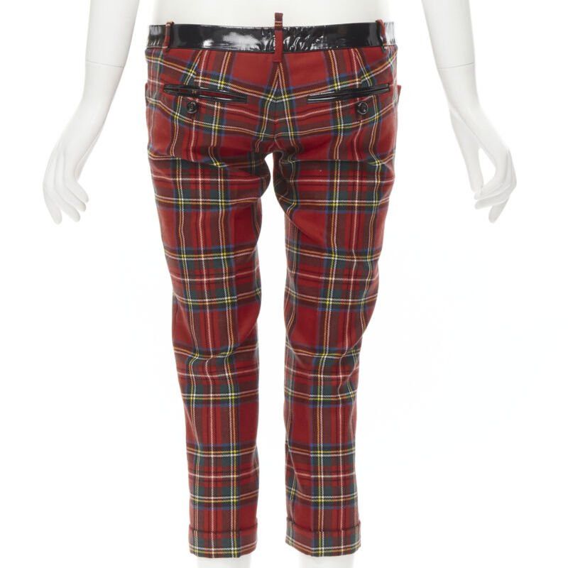 Dsquared2 DSQUARED2 red punk plaid patent trim cropped pants IT40 S Size 27" / US 4 / IT 40 - 5 Thumbnail