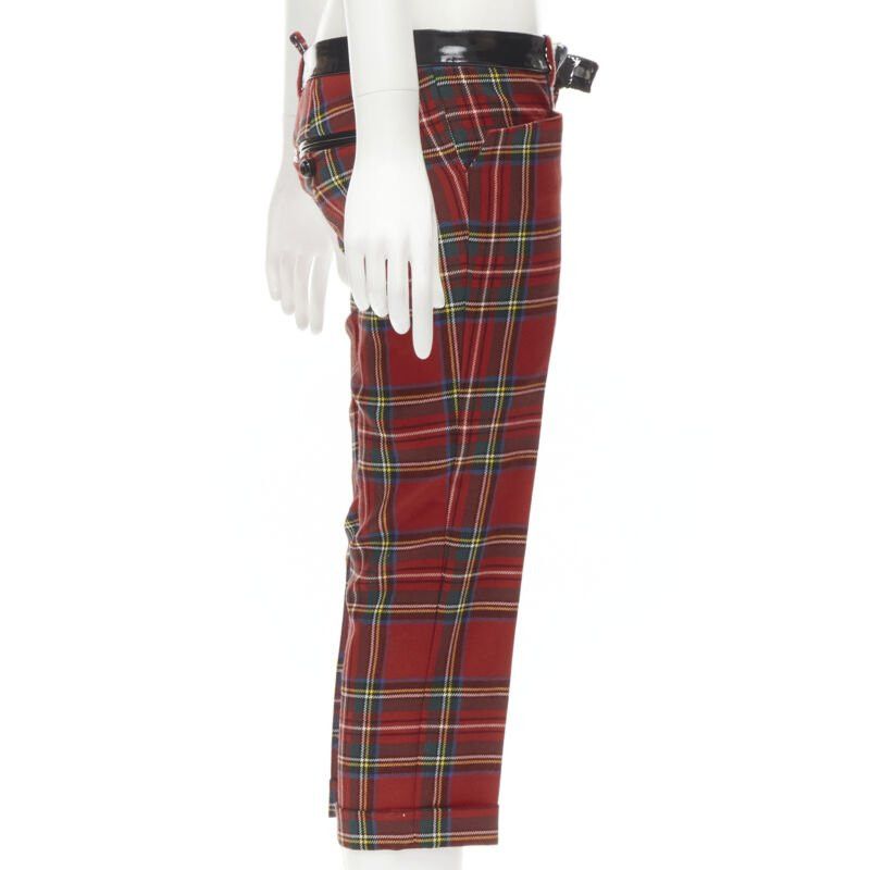 Dsquared2 DSQUARED2 red punk plaid patent trim cropped pants IT40 S Size 27" / US 4 / IT 40 - 4 Thumbnail