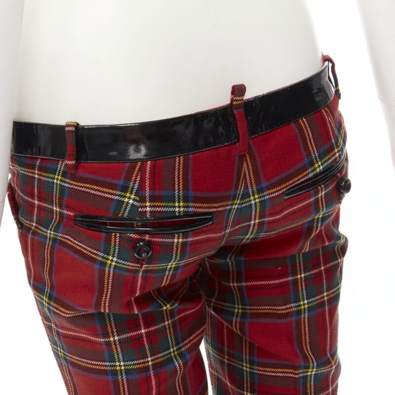 Dsquared2 DSQUARED2 red punk plaid patent trim cropped pants IT40 S Size 27" / US 4 / IT 40 - 2 Thumbnail