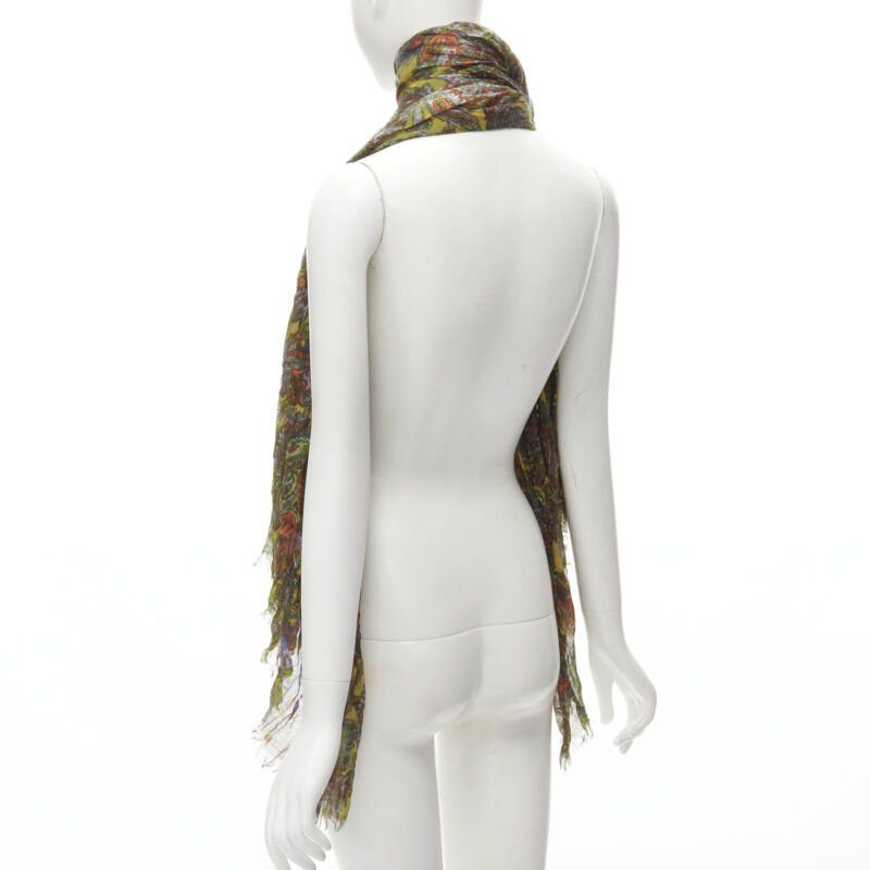 Louis Vuitton LOUIS VUITTON 2009 70% cashmere 30% silk yellow paisley scarf Size ONE SIZE - 5 Thumbnail