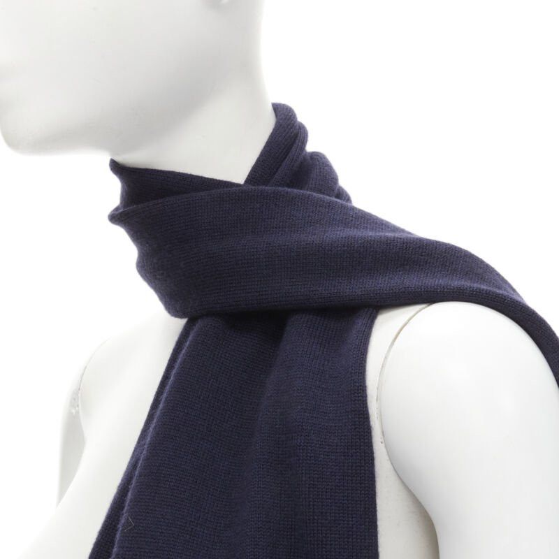 Fendi FENDI 100% wool navy blue Signature Monster Eyes purple fur trimmed scarf Size ONE SIZE - 7 Thumbnail
