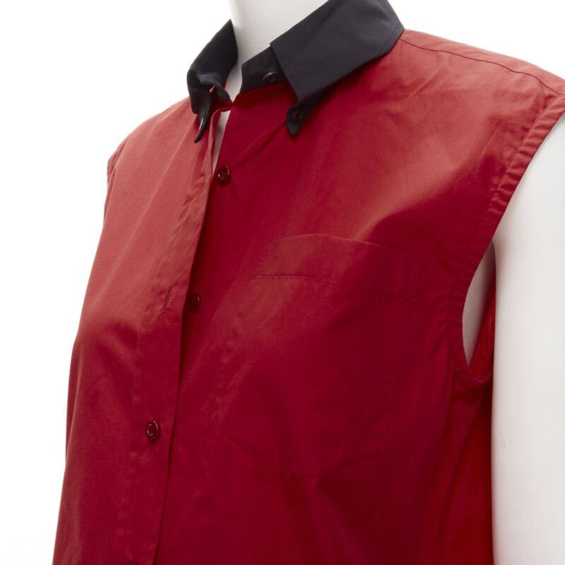 Prada PRADA red contrast black collar boxy sleeveless vest shirt S Size ONE SIZE - 2 Thumbnail