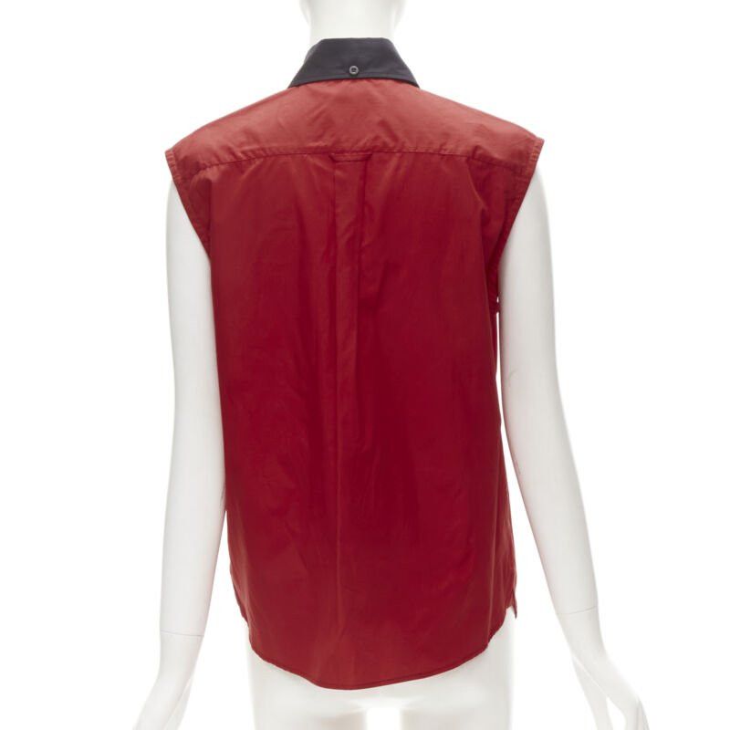 Prada PRADA red contrast black collar boxy sleeveless vest shirt S Size ONE SIZE - 5 Thumbnail
