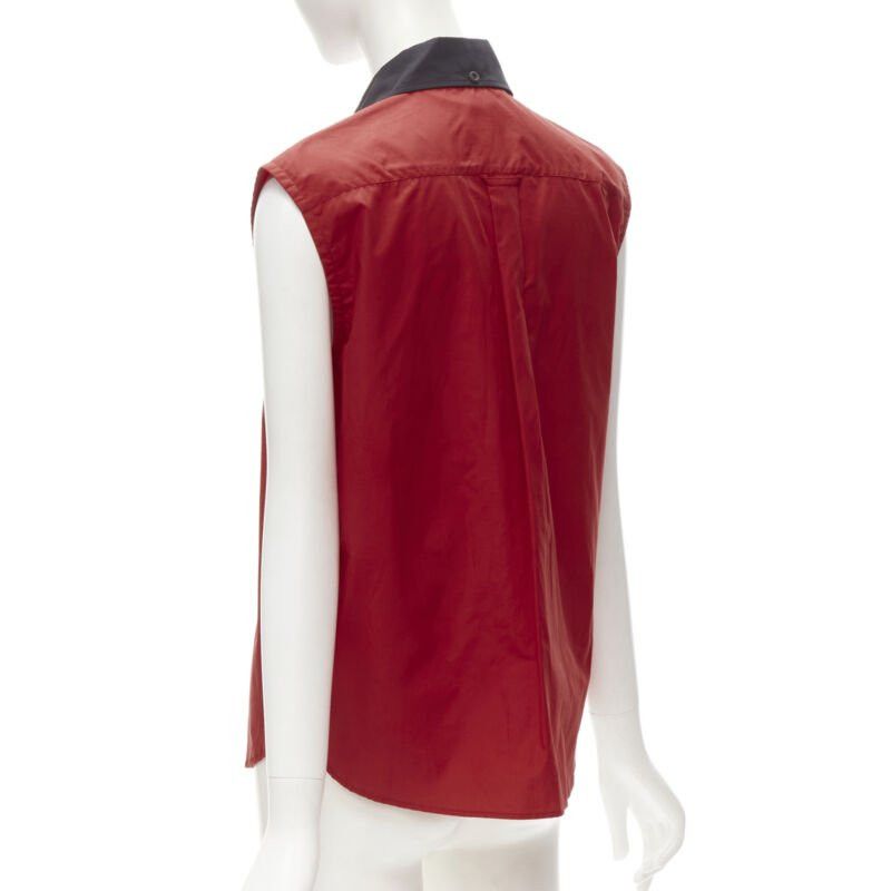 Prada PRADA red contrast black collar boxy sleeveless vest shirt S Size ONE SIZE - 6 Thumbnail