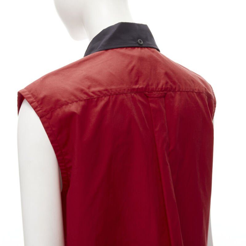 Prada PRADA red contrast black collar boxy sleeveless vest shirt S Size ONE SIZE - 7 Thumbnail