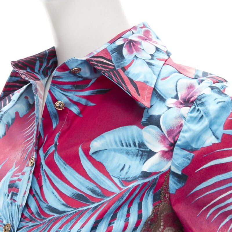 Dolce & Gabbana rare D&G DOLCE GABBANA Vintage blue pink sheer lace panel side Hawaiian shirt XS Size XS / US 0-2 / IT 36-38 - 7 Thumbnail