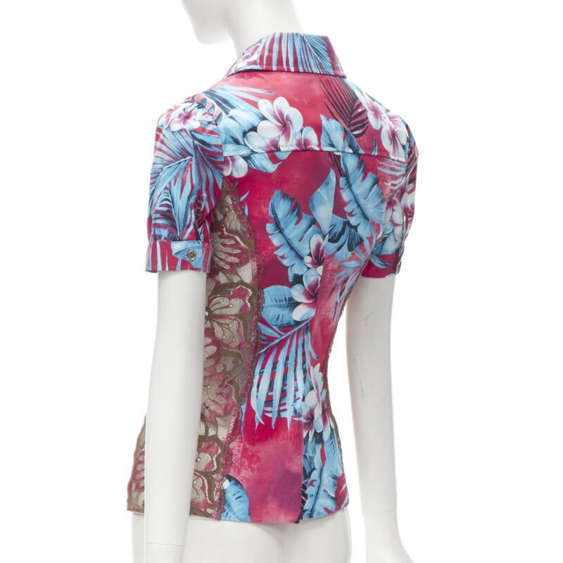 Dolce & Gabbana rare D&G DOLCE GABBANA Vintage blue pink sheer lace panel side Hawaiian shirt XS Size XS / US 0-2 / IT 36-38 - 6 Thumbnail