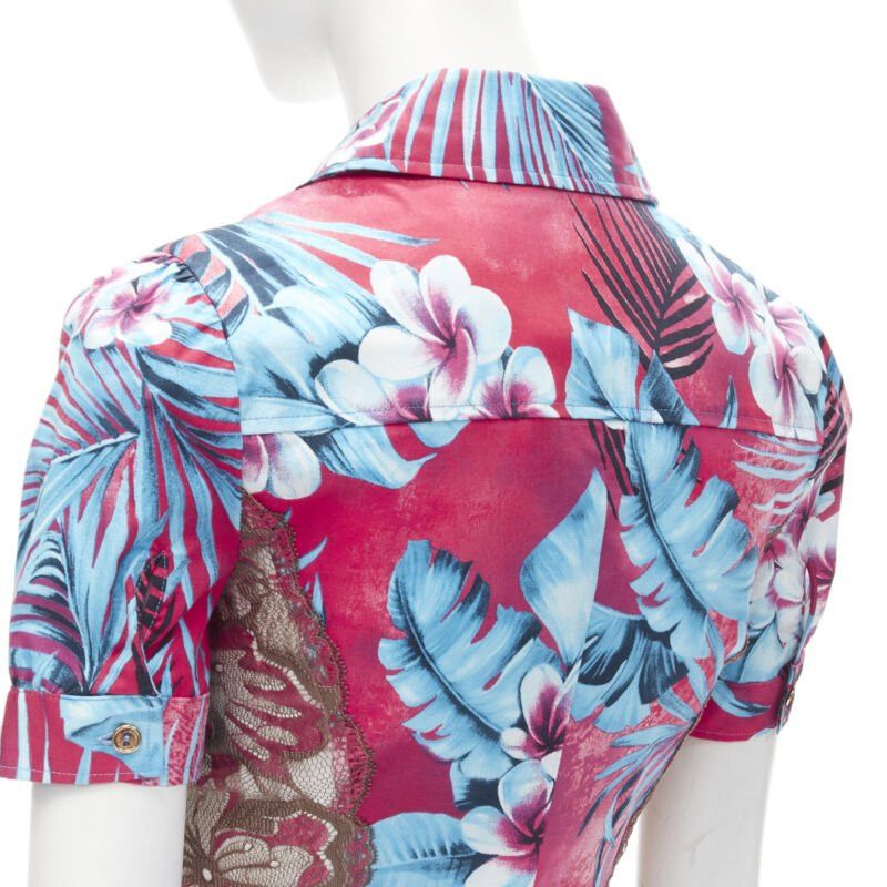 Dolce & Gabbana rare D&G DOLCE GABBANA Vintage blue pink sheer lace panel side Hawaiian shirt XS Size XS / US 0-2 / IT 36-38 - 8 Thumbnail