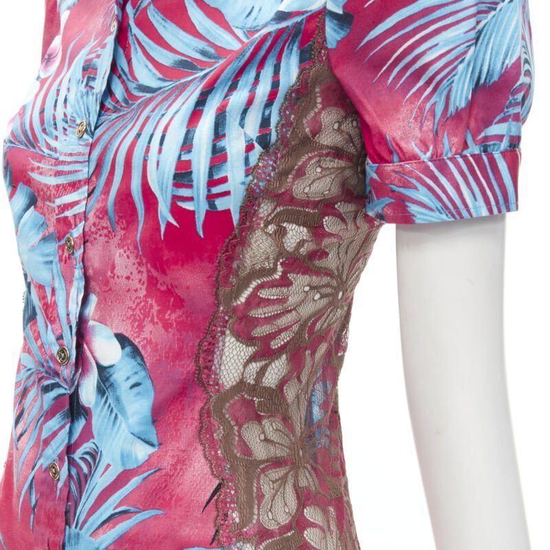 Dolce & Gabbana rare D&G DOLCE GABBANA Vintage blue pink sheer lace panel side Hawaiian shirt XS Size XS / US 0-2 / IT 36-38 - 2 Thumbnail