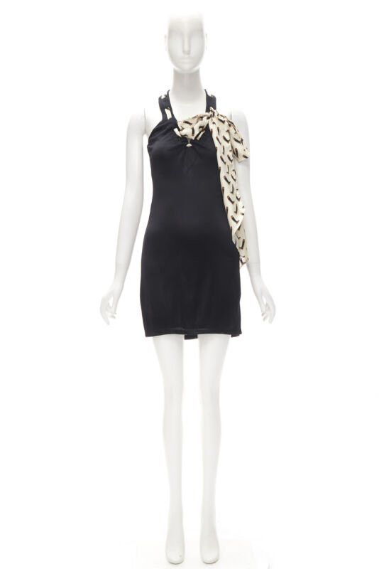 Gucci GUCCI 100% silk Riding Boot print scarf black mini dress IT38 XS Size XS / US 0-2 / IT 36-38 - 11 Thumbnail