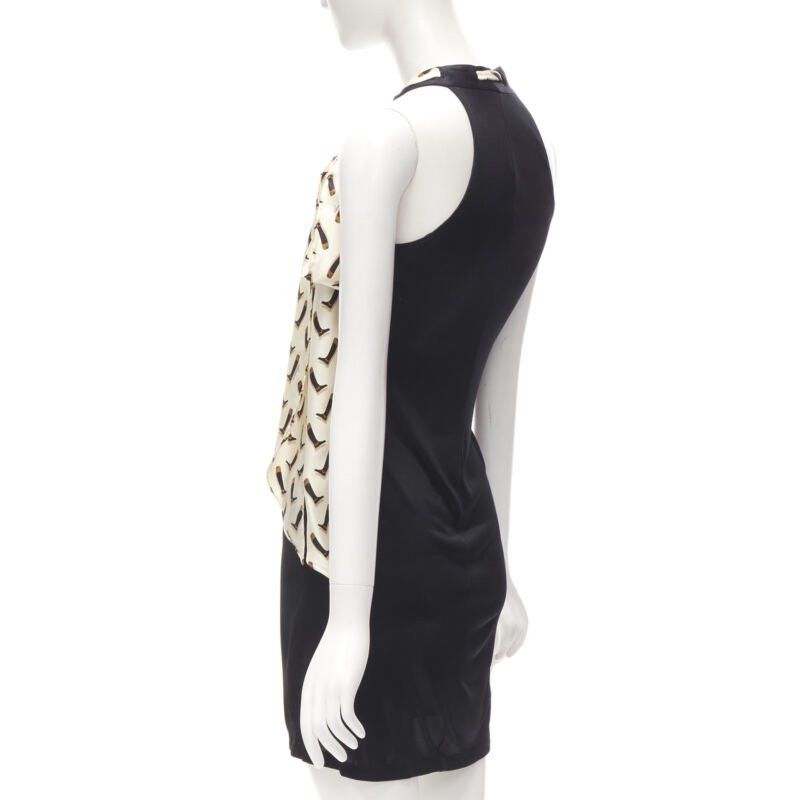 Gucci GUCCI 100% silk Riding Boot print scarf black mini dress IT38 XS Size XS / US 0-2 / IT 36-38 - 6 Thumbnail
