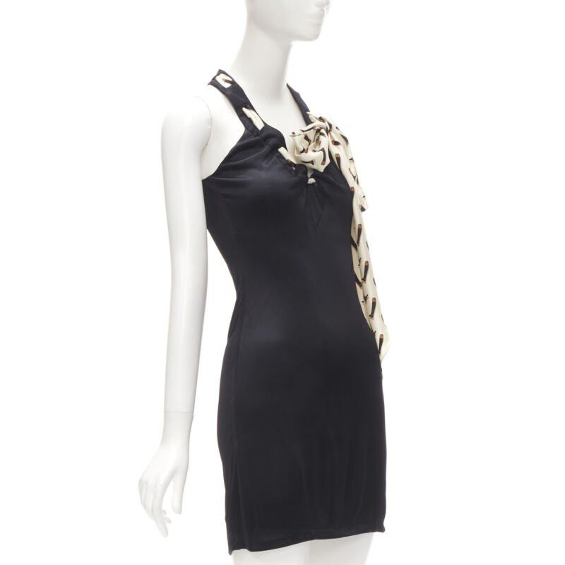 Gucci GUCCI 100% silk Riding Boot print scarf black mini dress IT38 XS Size XS / US 0-2 / IT 36-38 - 3 Thumbnail