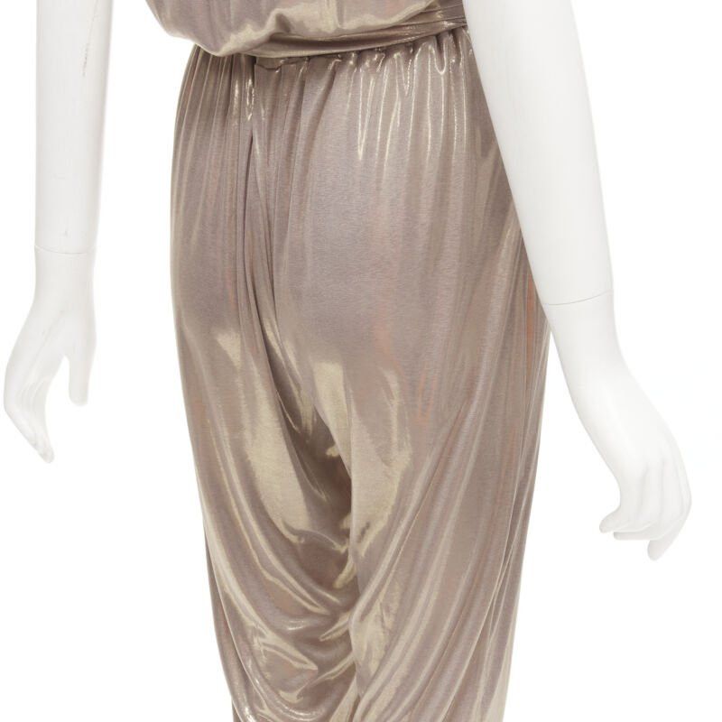 Diane von Furstenberg DIANE VON FUSTENBERG Carolette liquid metal gold halter backless jumpsuit S Size 26" / US 2 / IT 38 - 7 Thumbnail