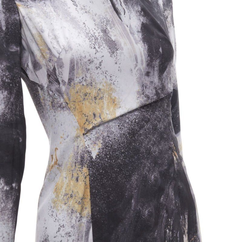 Helmut Lang HELMUT LANG abstract grey gold paint stroke print mini dress S Size S / US 4 / IT 40 - 2 Thumbnail