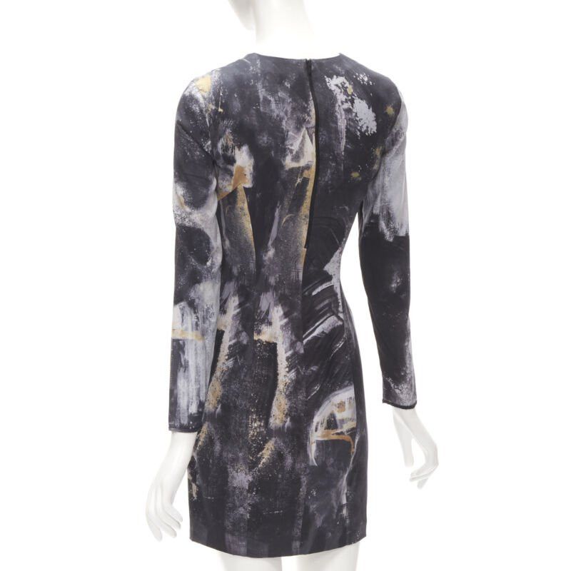 Helmut Lang HELMUT LANG abstract grey gold paint stroke print mini dress S Size S / US 4 / IT 40 - 6 Thumbnail