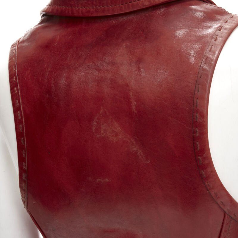 Dsquared2 DSQUARED2 Y2K distressed red leather hook bar cropped vest S Size S / US 4 / IT 40 - 10 Thumbnail