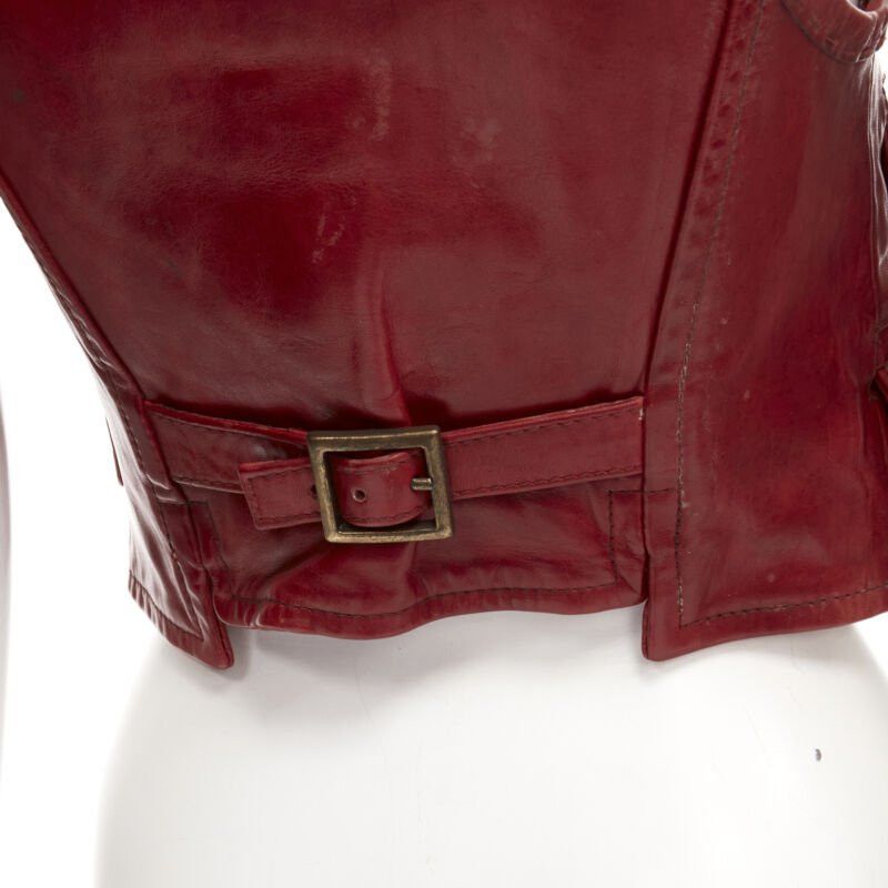 Dsquared2 DSQUARED2 Y2K distressed red leather hook bar cropped vest S Size S / US 4 / IT 40 - 2 Thumbnail