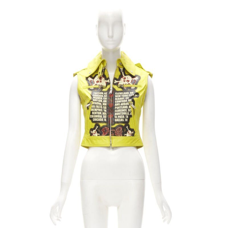 Dolce & Gabbana D&G DOLCE GABBANA Vintage 2001 yellow Modern Beauty rock leather biker IT38 XS Size XS / US 0-2 / IT 36-38 - 12 Thumbnail
