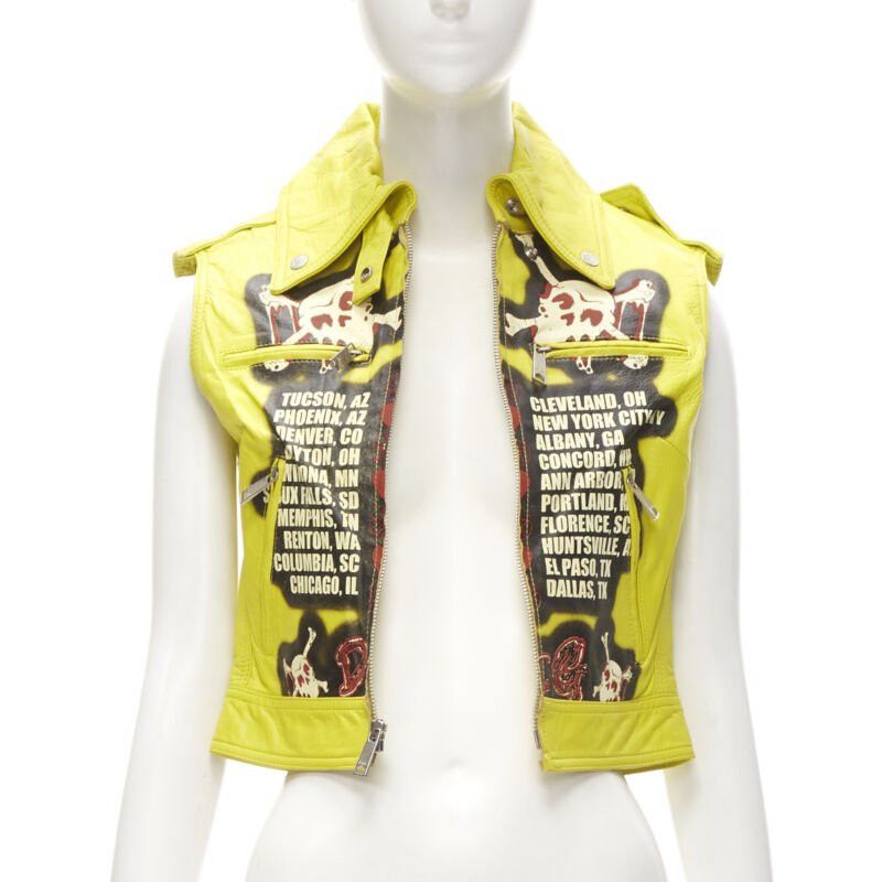 Dolce & Gabbana D&G DOLCE GABBANA Vintage 2001 yellow Modern Beauty rock leather biker IT38 XS Size XS / US 0-2 / IT 36-38 - 3 Thumbnail