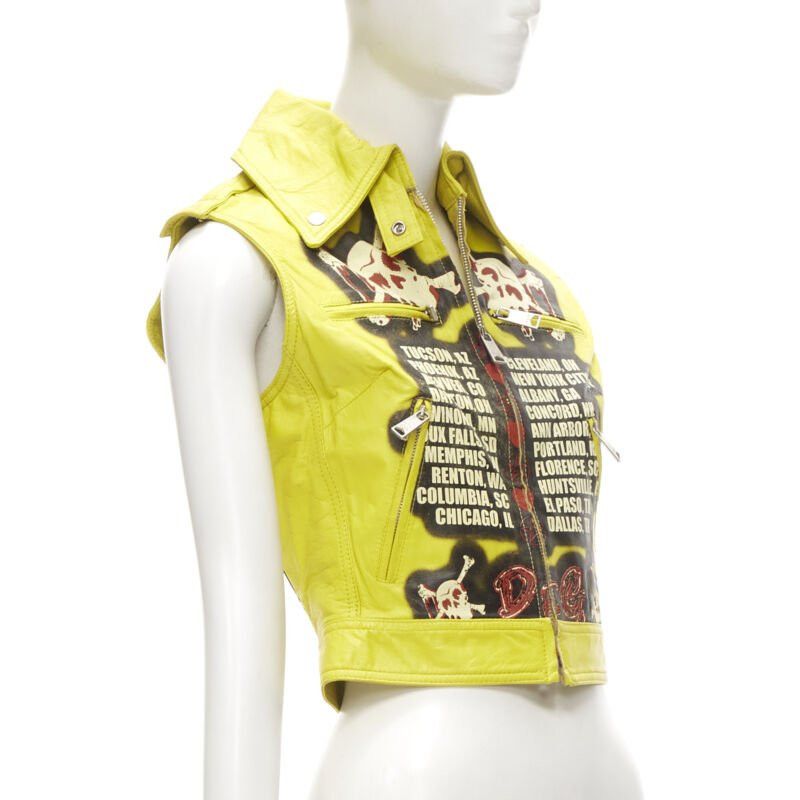 Dolce & Gabbana D&G DOLCE GABBANA Vintage 2001 yellow Modern Beauty rock leather biker IT38 XS Size XS / US 0-2 / IT 36-38 - 4 Thumbnail