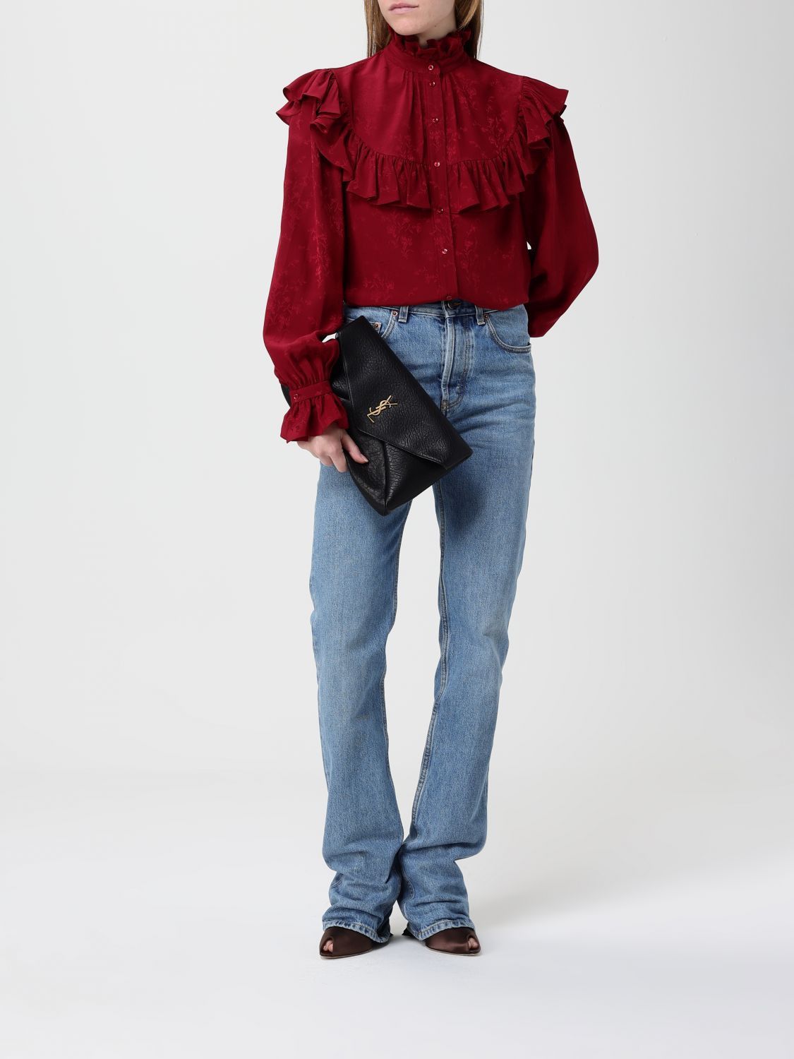 Saint Laurent Paris Saint Laurent Shirt Woman Amaranth Size XS / US 0-2 / IT 36-38 - 2 Thumbnail