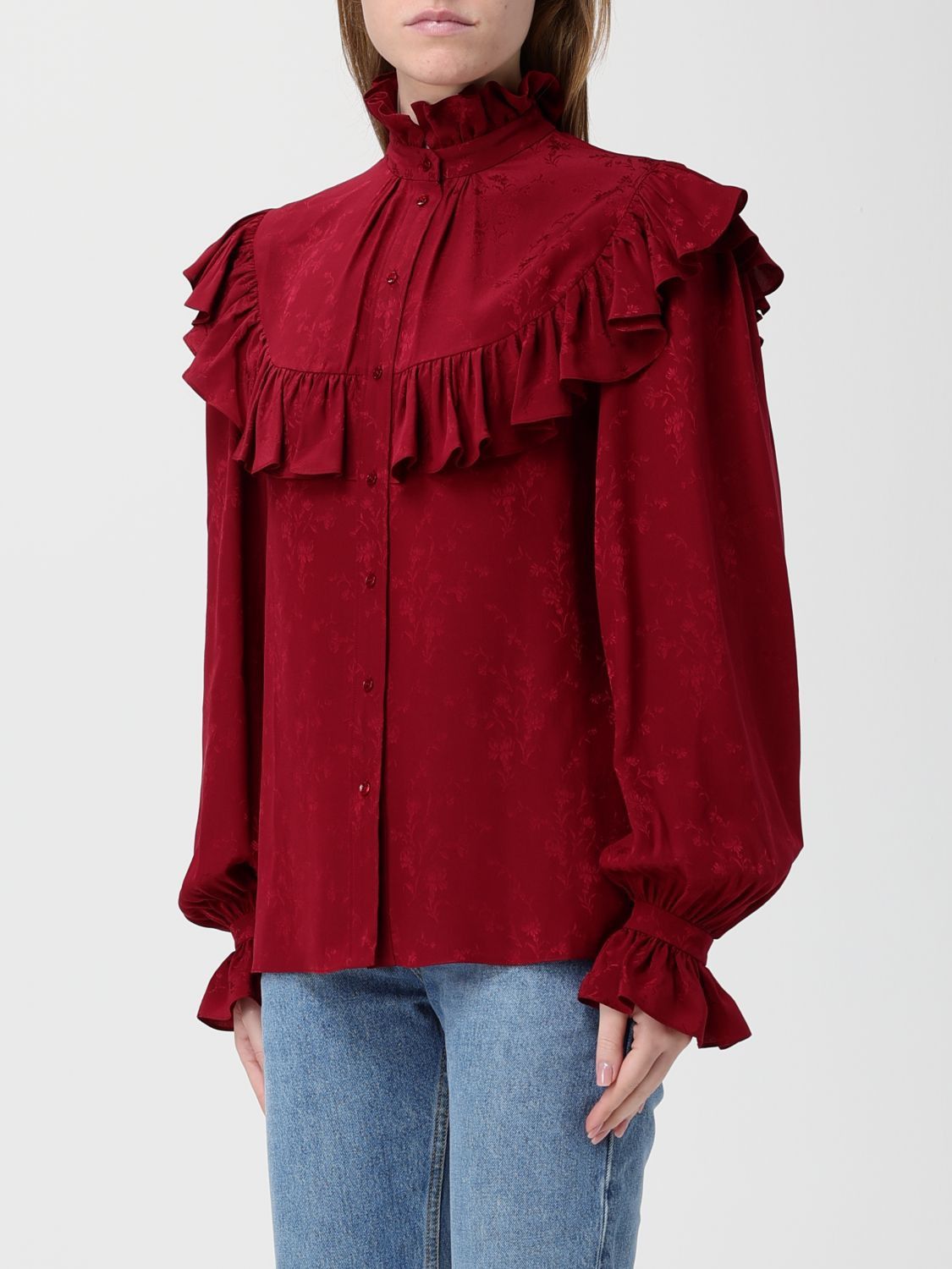 Saint Laurent Paris Saint Laurent Shirt Woman Amaranth Size XS / US 0-2 / IT 36-38 - 4 Thumbnail