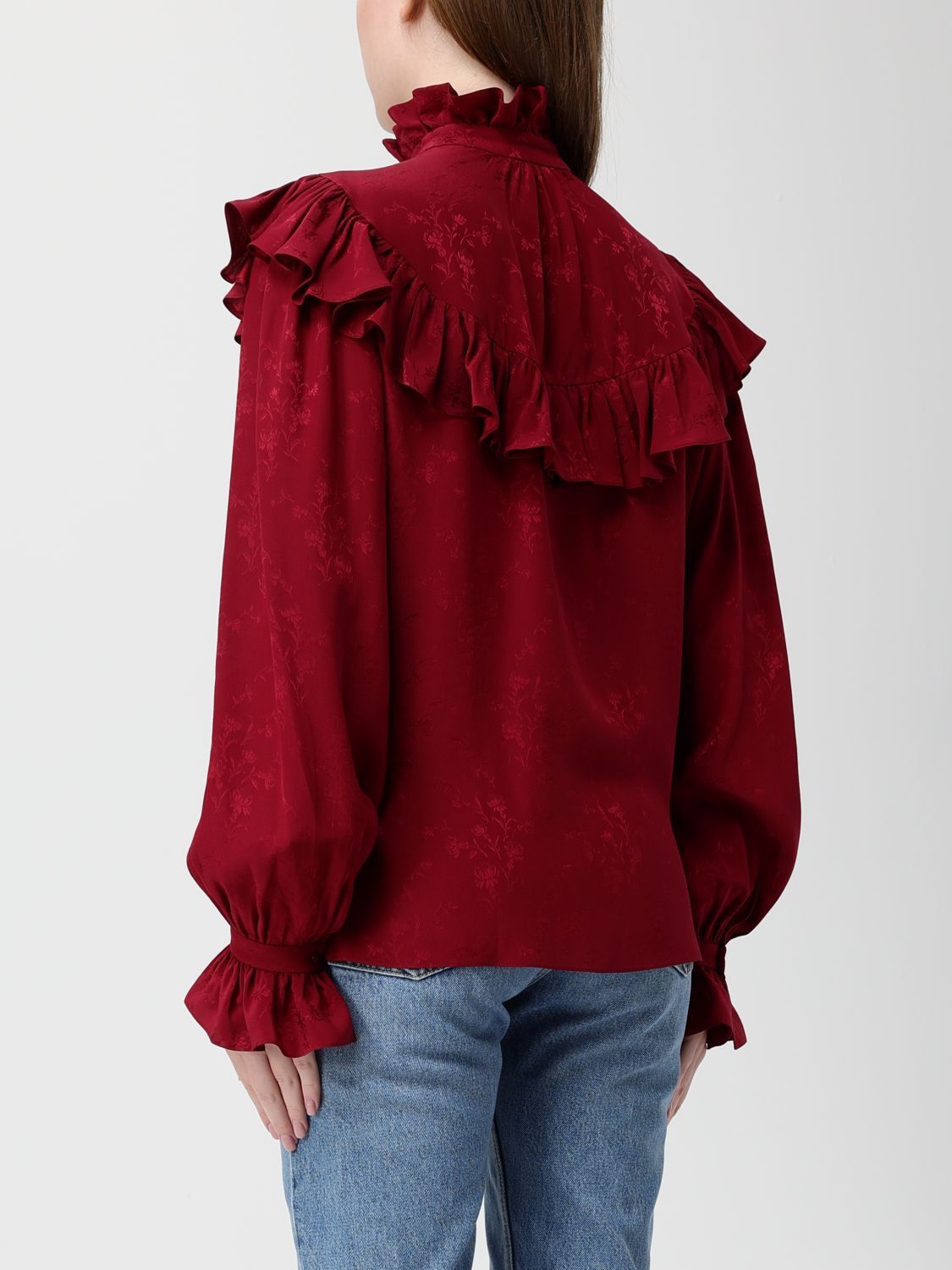 Saint Laurent Paris Saint Laurent Shirt Woman Amaranth Size XS / US 0-2 / IT 36-38 - 3 Thumbnail