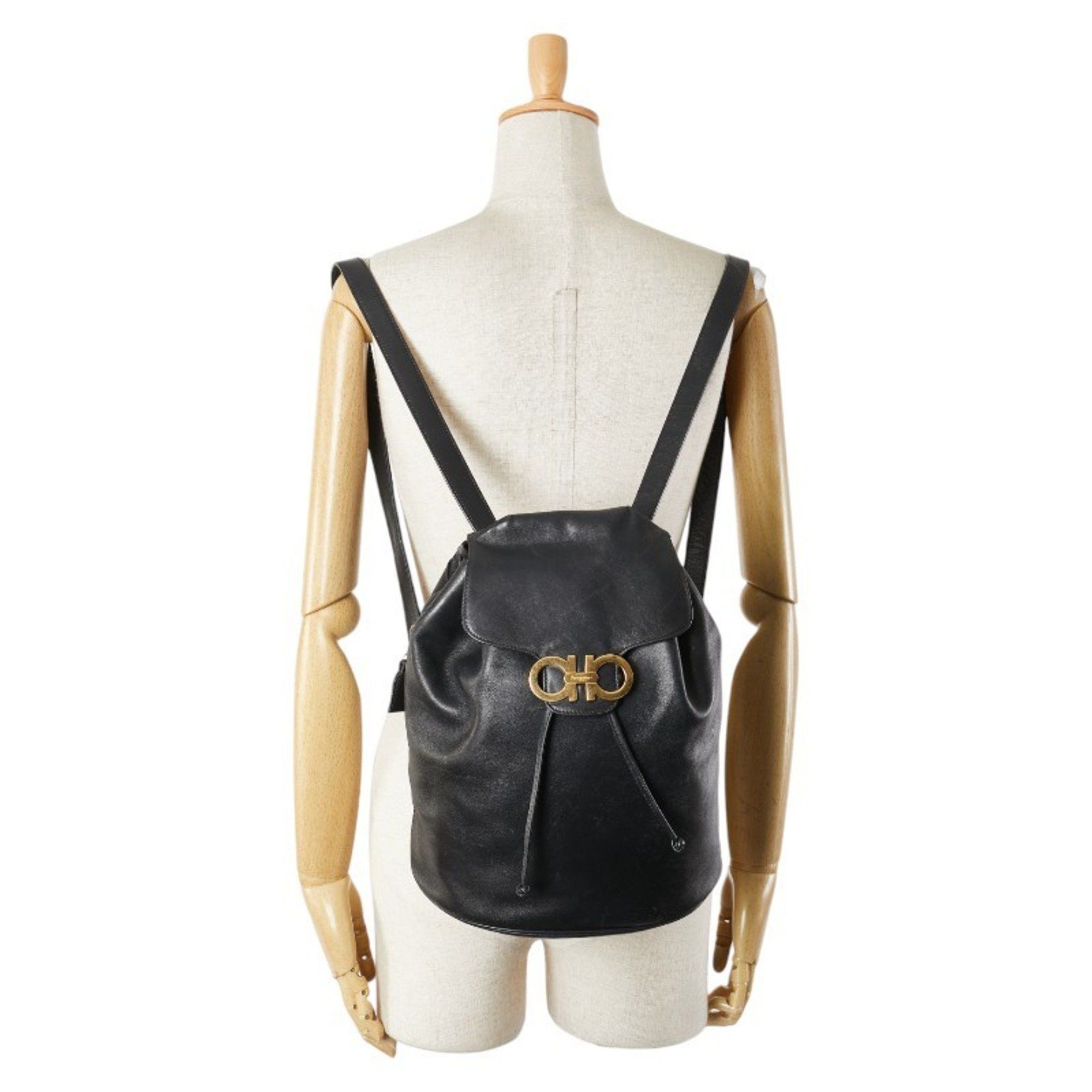 Salvatore Ferragamo Salvatore Ferragamo Gancini Backpack BV-216148 Black Leather Women's Size ONE SIZE - 13 Thumbnail