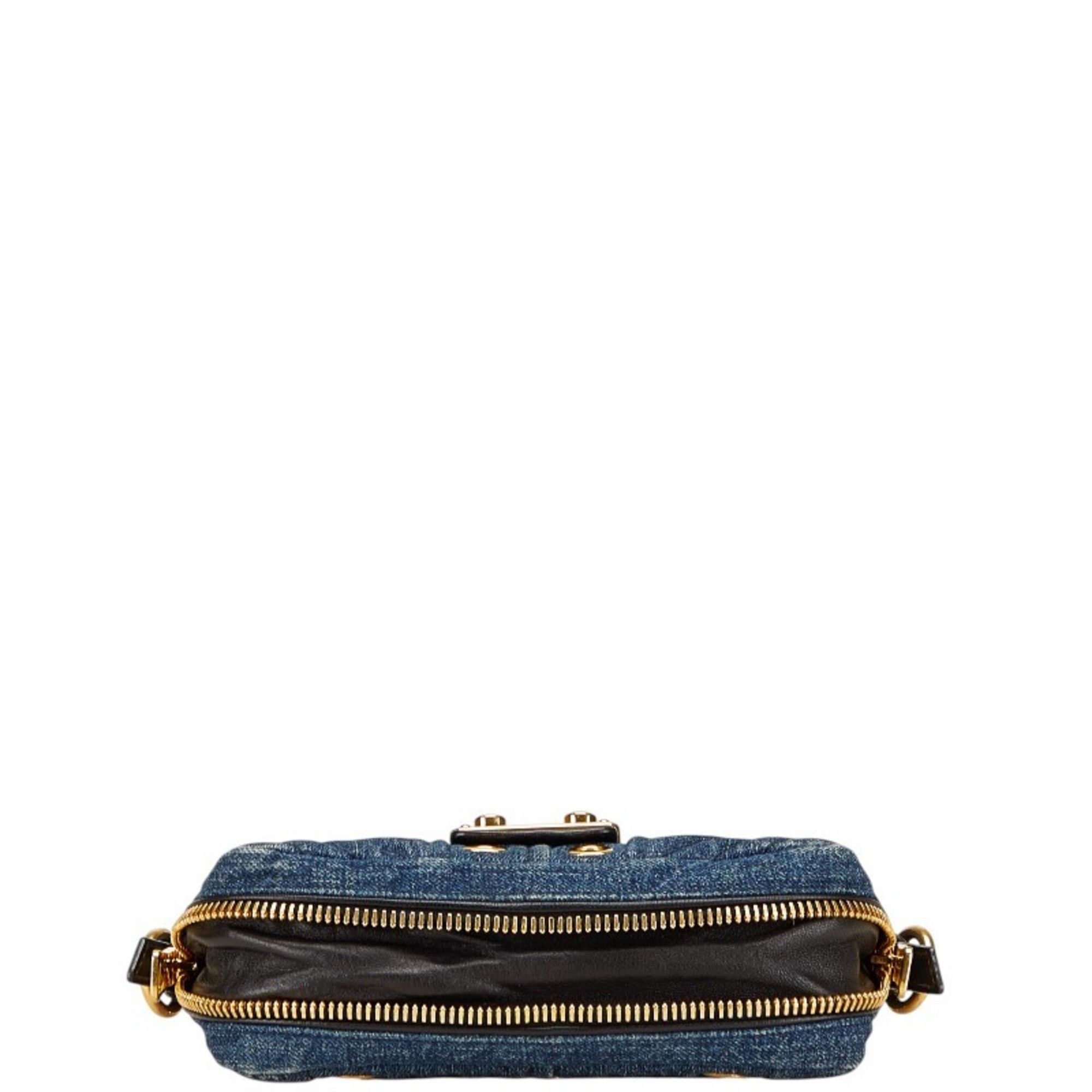 Miu Miu Miu Miu Miu Bejeweled Crossbody Shoulder Bag in Indigo Blue and Multicolored Denim Leather for Women Size ONE SIZE - 3 Thumbnail
