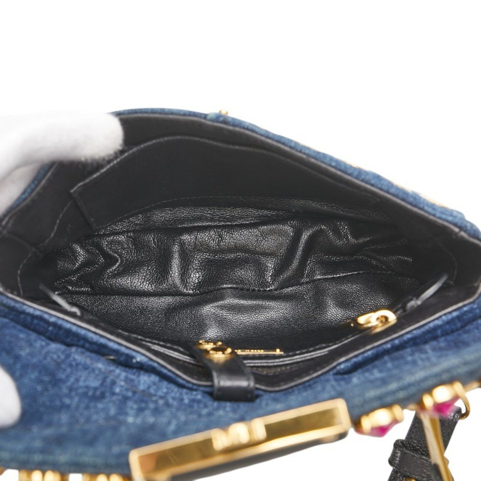 Miu Miu Miu Miu Miu Bejeweled Crossbody Shoulder Bag in Indigo Blue and Multicolored Denim Leather for Women Size ONE SIZE - 10 Thumbnail