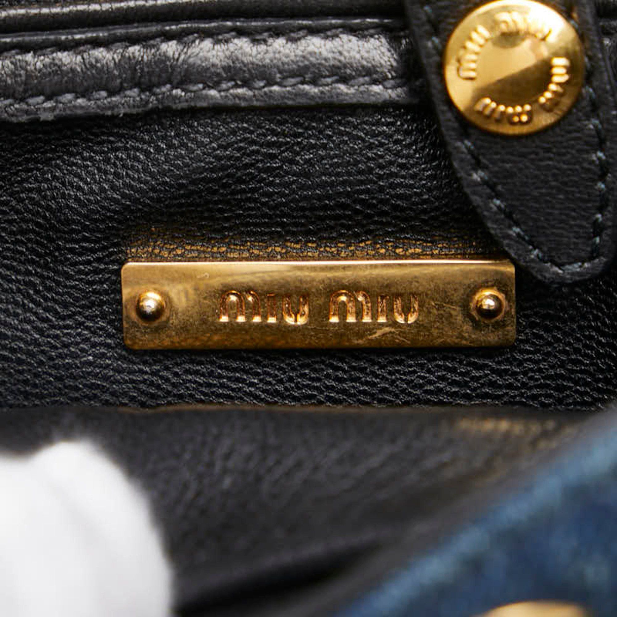 Miu Miu Miu Miu Miu Bejeweled Crossbody Shoulder Bag in Indigo Blue and Multicolored Denim Leather for Women Size ONE SIZE - 11 Thumbnail
