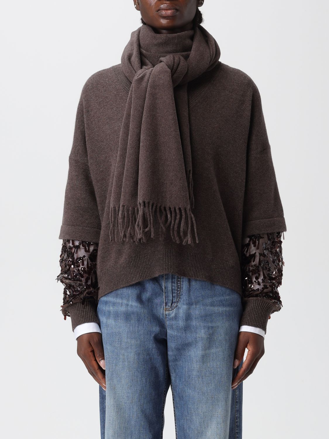 Brunello Cucinelli Brunello Cucinelli Scarf Woman Dark Size ONE SIZE - 2 Thumbnail