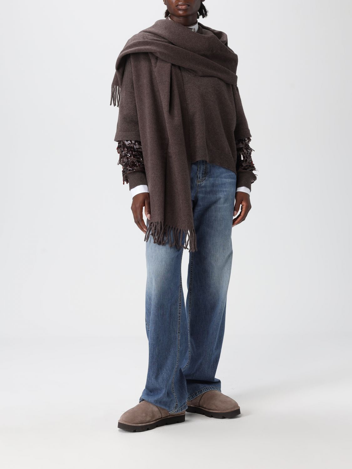 Brunello Cucinelli Brunello Cucinelli Scarf Woman Dark Size ONE SIZE - 4 Thumbnail
