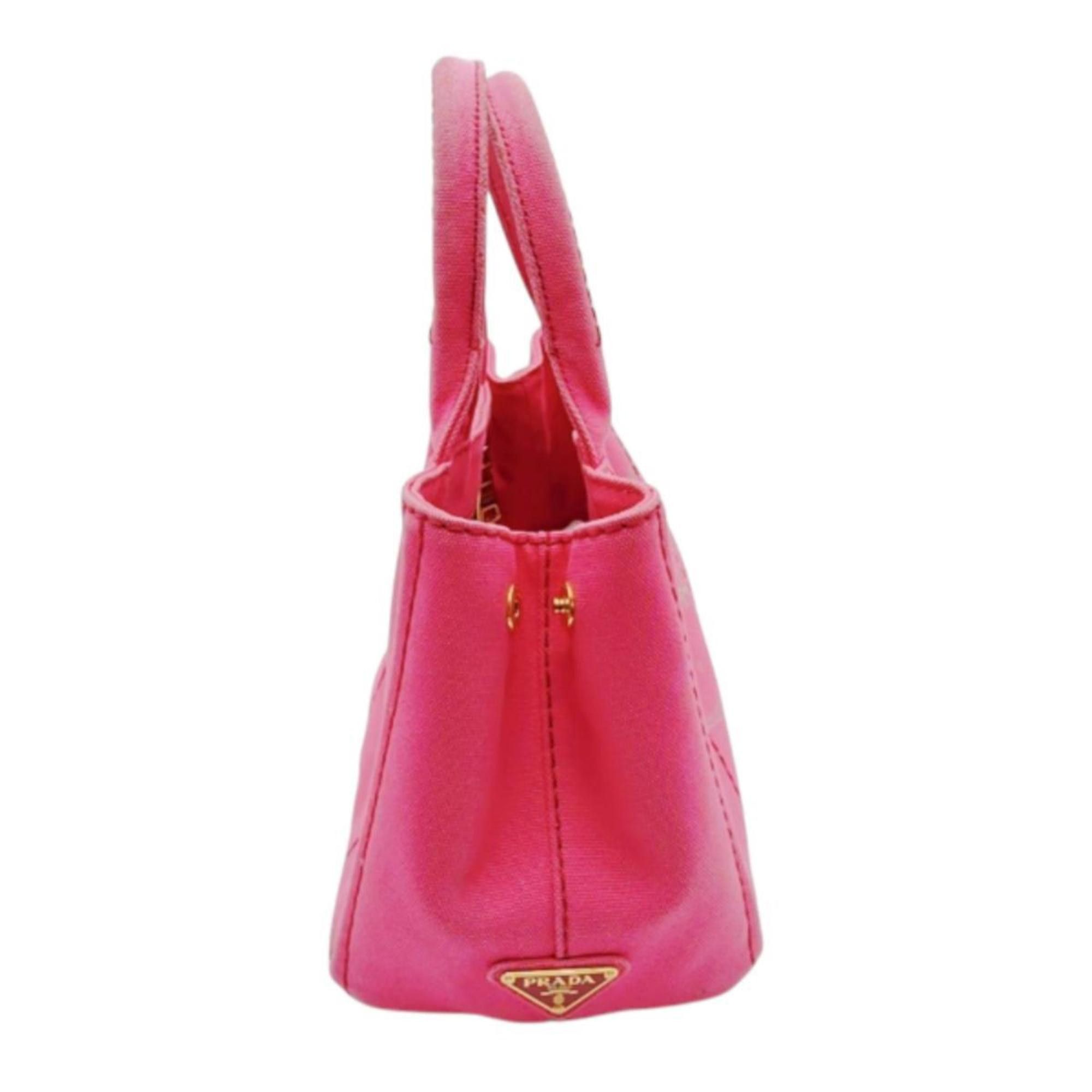 Prada Prada Canapa Mini Tote Canvas Bag, 1BG439, Pink Size ONE SIZE - 4 Thumbnail