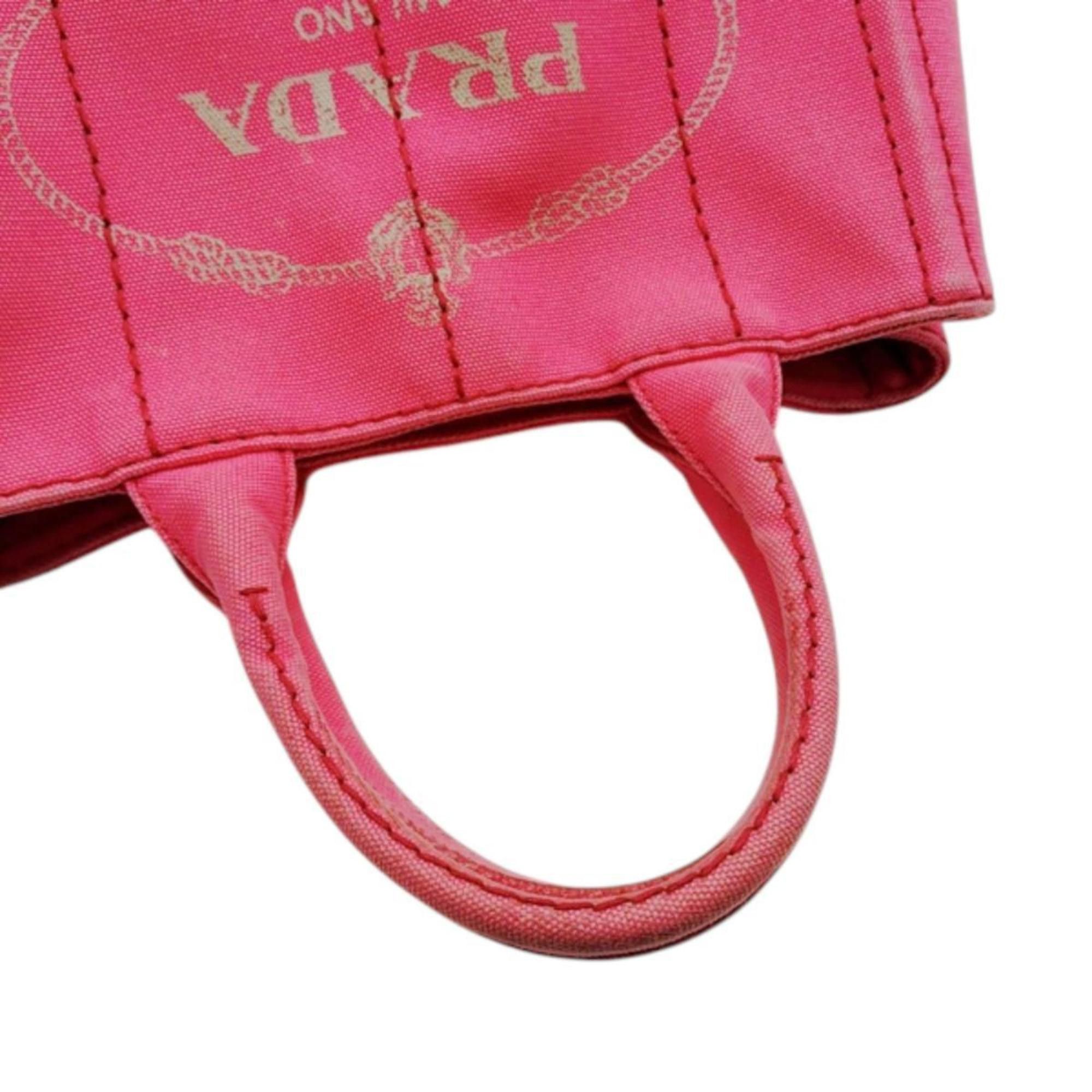 Prada Prada Canapa Mini Tote Canvas Bag, 1BG439, Pink Size ONE SIZE - 10 Thumbnail