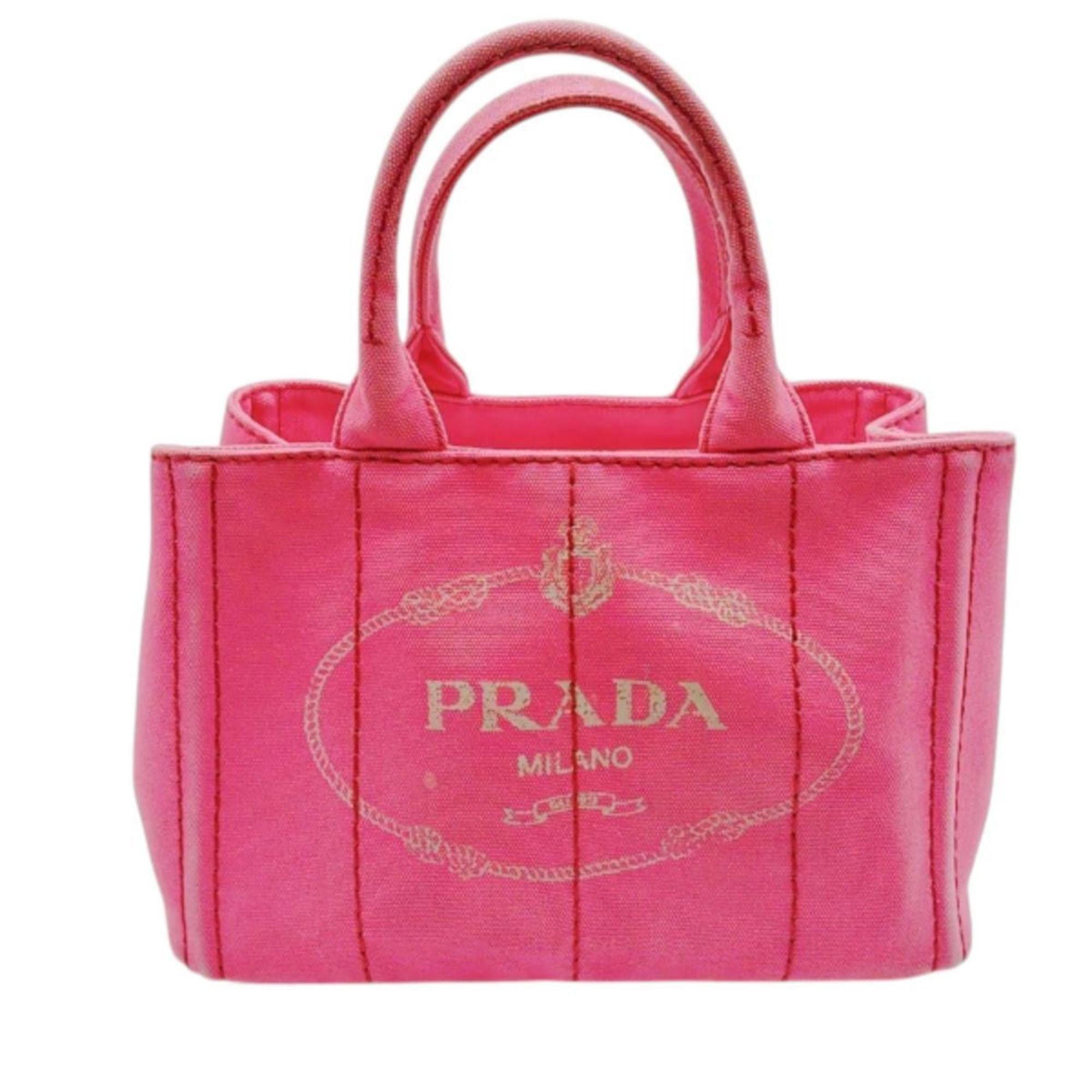 Prada Prada Canapa Mini Tote Canvas Bag, 1BG439, Pink Size ONE SIZE - 2 Thumbnail