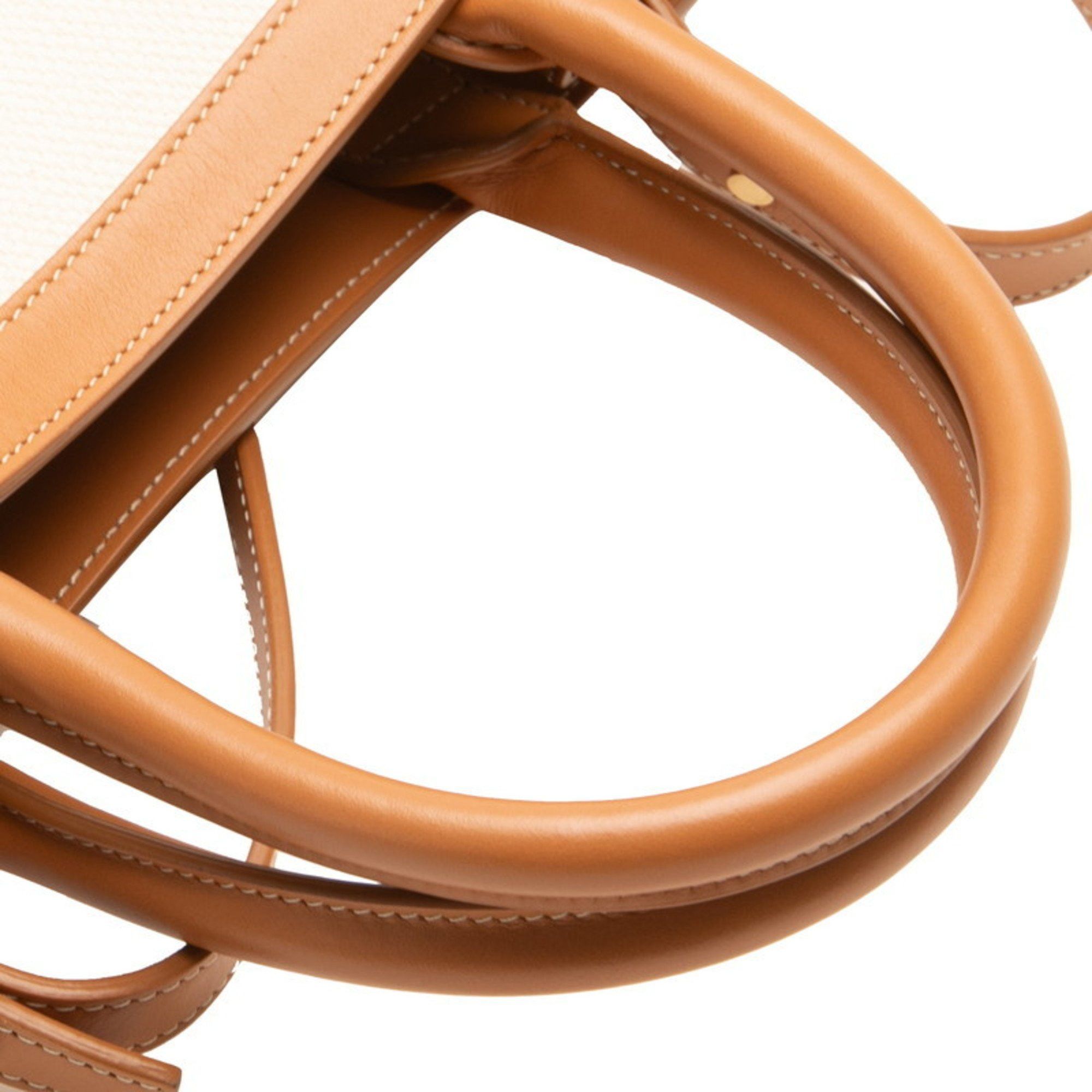 Celine Celine Vertical Cabas Small Handbag/Shoulder Bag, 2-Way, 192082, Natural, Tan, Brown Canvas and Leather, Women's, CELINE Size ONE SIZE - 4 Thumbnail