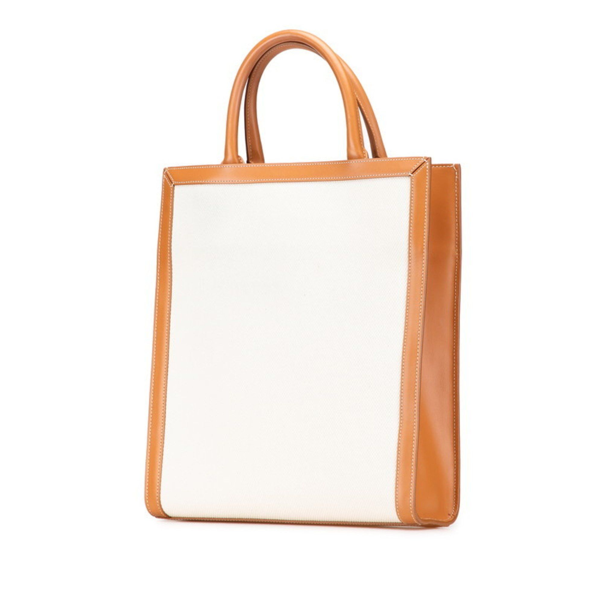 Celine Celine Vertical Cabas Small Handbag/Shoulder Bag, 2-Way, 192082, Natural, Tan, Brown Canvas and Leather, Women's, CELINE Size ONE SIZE - 2 Thumbnail