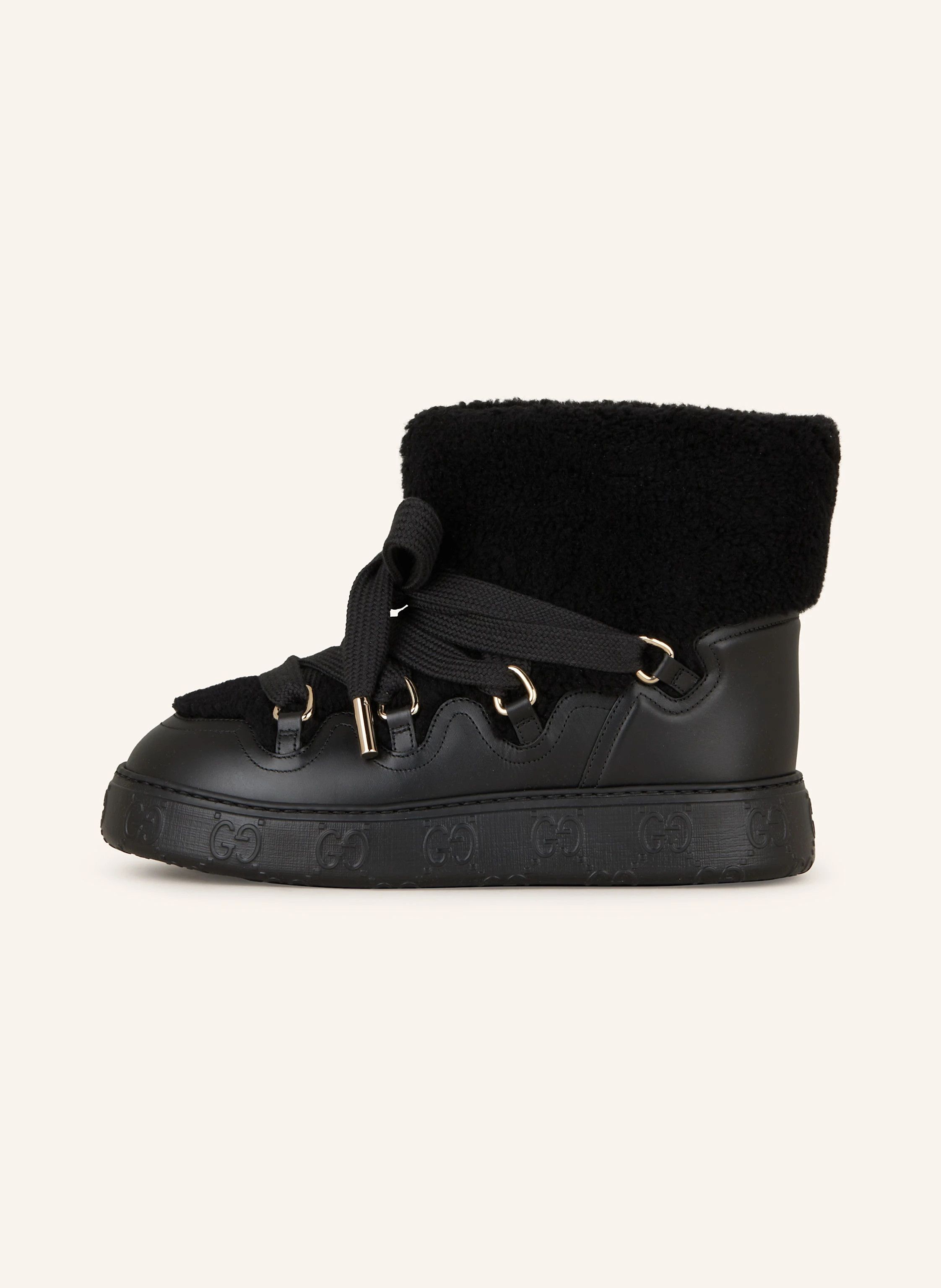 Gucci Monogram Platform Lined Shearling Boots Platform in Black Size US 10 / IT 40 - 4 Thumbnail