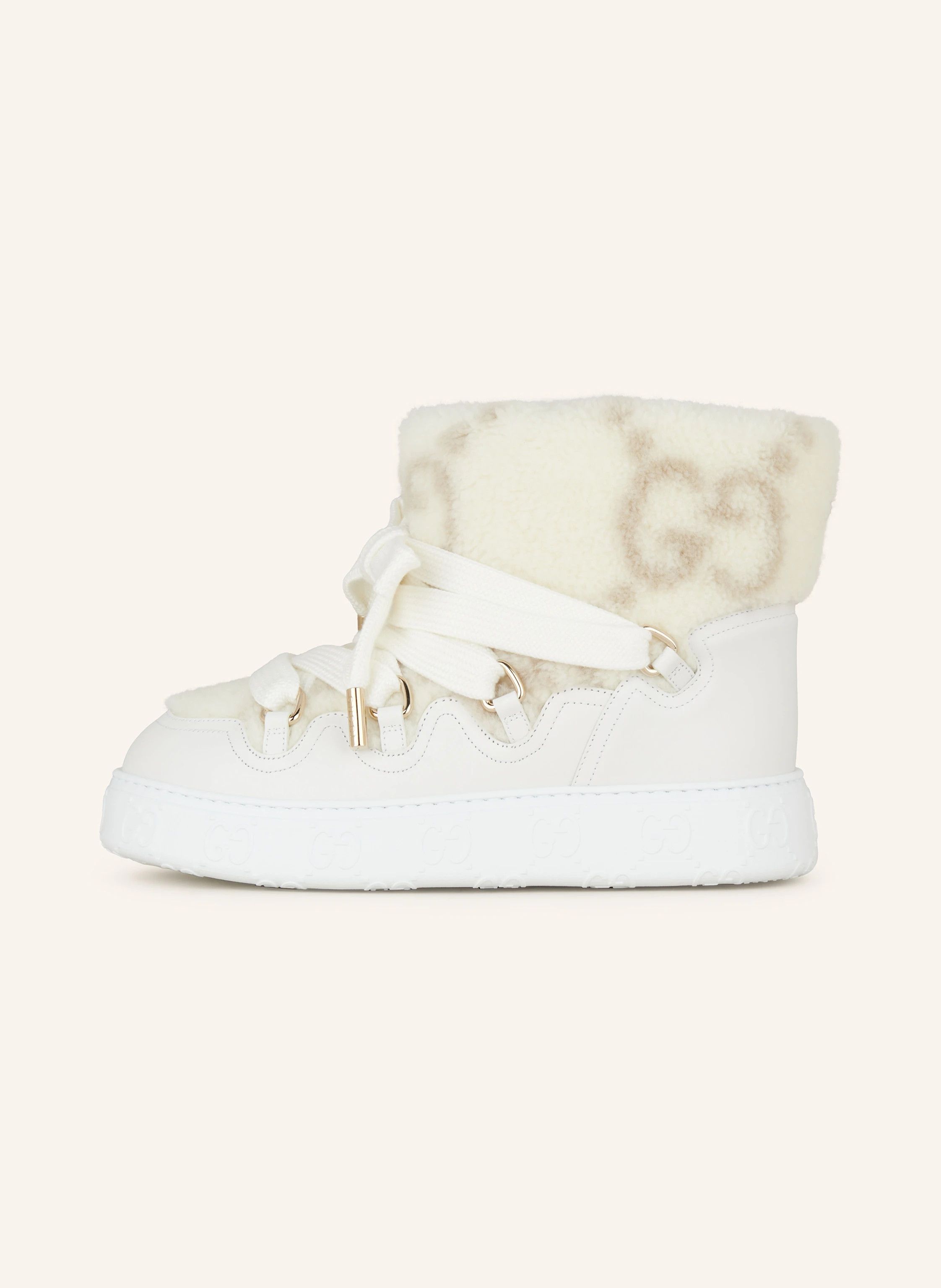 Gucci Monogram Platform Lined Shearling Boots Platform in White Size US 8 / IT 38 - 4 Thumbnail