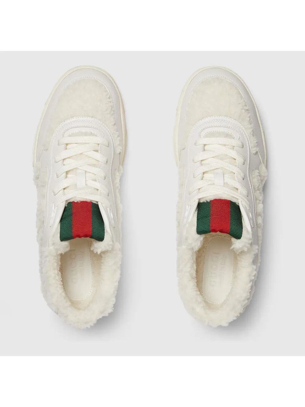 Gucci Web-detail sneakers in shearling white Size US 6 / IT 36 - 3 Thumbnail